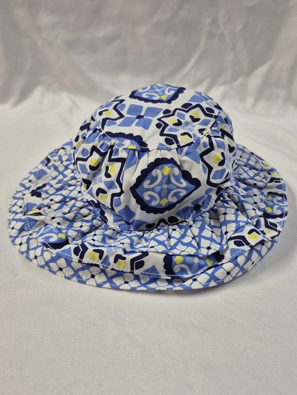 Gymboree Greek Isle Style Mosaic Blue White Tiered Sun Hat 0-12 Mos. NWT
